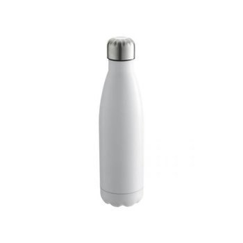 Weiße Edelstahl-Trinkflasche 0,5 l mit doppelwandiger Vakuum-Isolierung und Pulverbeschichtung
